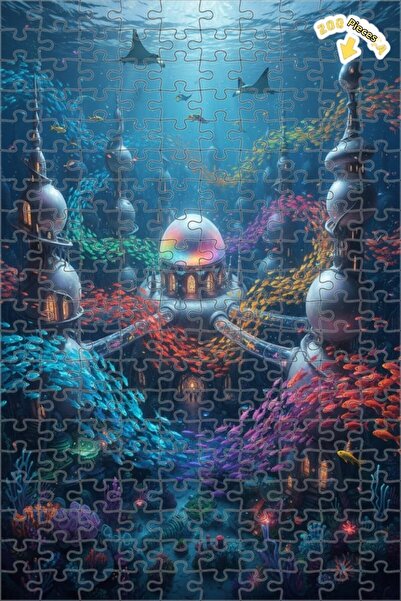 Teona Ahşap لغز خشبي رائع بمظهر مدينة تحت الماء مرسوم بالزيت 200 قطعة 25×35