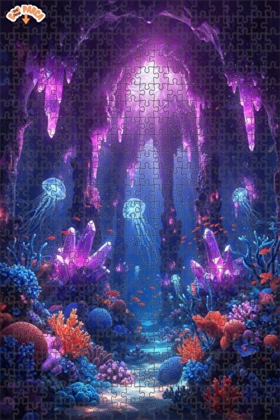 Teona Ahşap لغز الكريستال الغامض: منظر تحت البحر، لغز خشبي مؤطر ذو طابقين، 50...