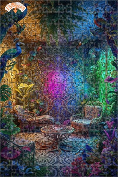 Teona Ahşap لغز خشبي مؤطر ذو طابقين بتصميم زاوية الغابة السحرية بمظهر فني مرس...