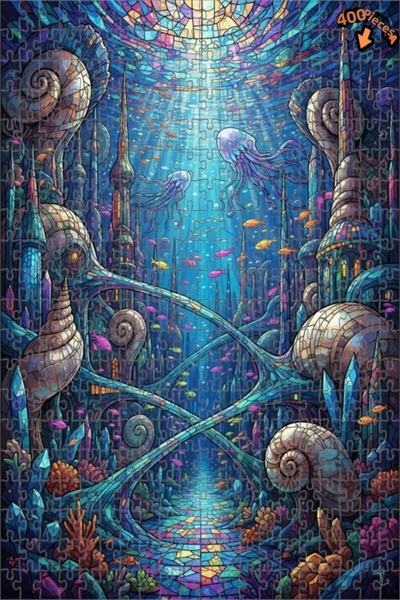 Teona Ahşap لغز خشبي فني من موزاييك سيريلد ستراند ميجرز، 400 قطعة، 35x35 سم