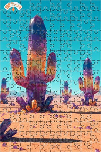 Teona Ahşap Crystal Oasis Cacti Double Layer Framed Wooden Puzzle 150 Pieces ...