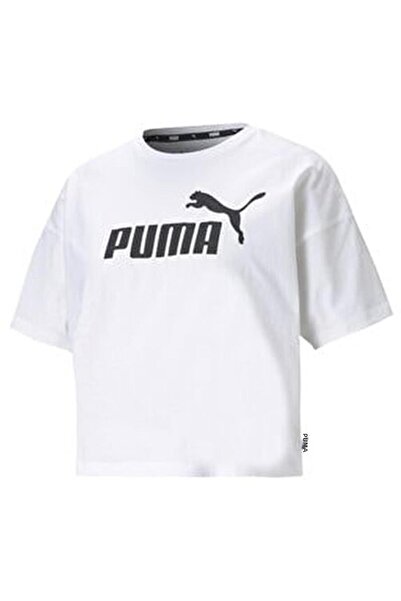 Puma Tričko Ess Cropped Logo Light Straw Kadın Beyaz Günlük
