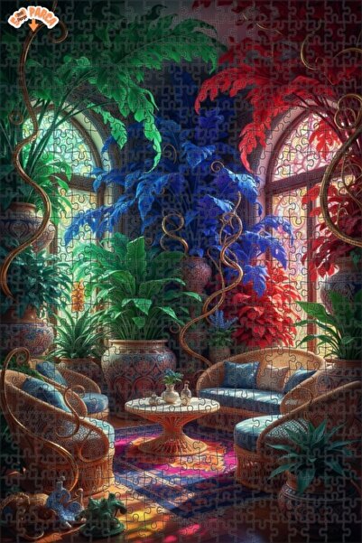 Teona Ahşap لغز خشبي بتصميم حديقة استوائية وديكورات زيتية 500 قطعة 50x30