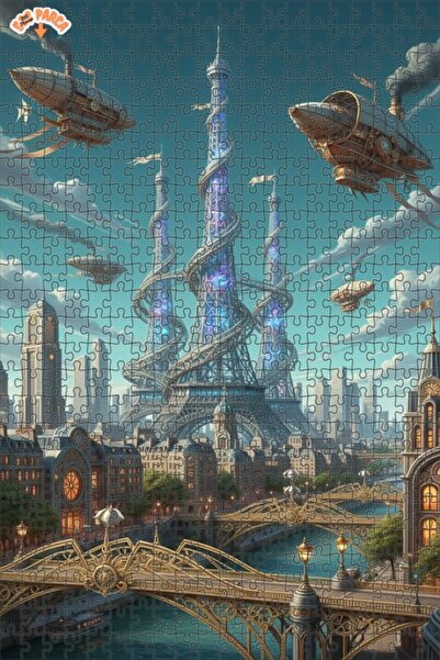 Teona Ahşap Steamship Surrealist Paris Art Double Layer Framed Wooden Puzzle ...