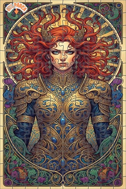 Teona Ahşap لوحة زيتية ساحرة لملكة المحاربين، على شكل لغز خشبي مؤطر ذو طبقتين...