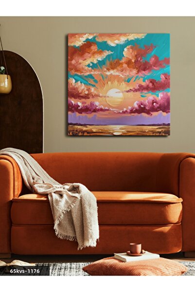 Evinemoda Oil Painting Lookalike Sunrise One Piece Square Canvas - Canvas Pai...