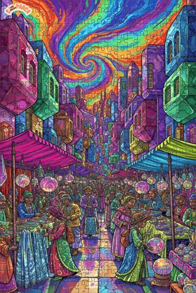 Teona Ahşap لغز خشبي بمظهر الزيت الملون بأسلوب السوق المجنونة 500 قطعة 50×30