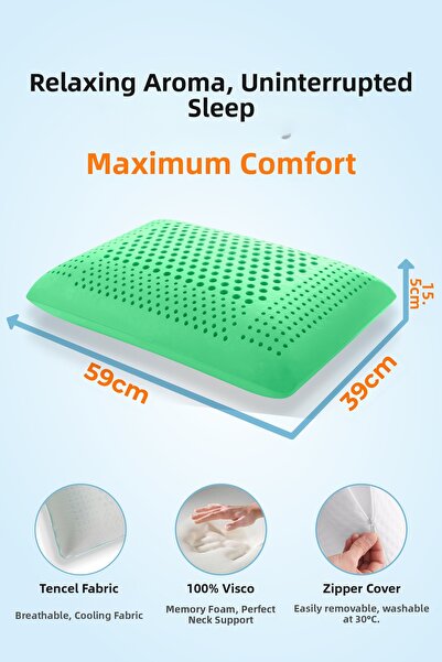 Viscofoam Aroma Therapy Air Channel Orthopedic Pillow Visco Pillow Mint 60x40x16cm