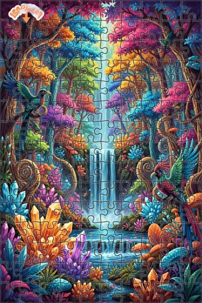 Teona Ahşap لغز فني على شكل شلال غابة كريستالية غامضة بمظهر لوحة زيتية 150 قط...