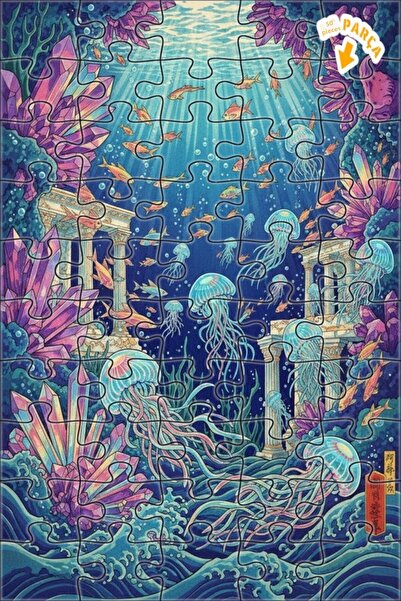 Teona Ahşap Magical Submarine Crystal Palace Oil Painting Lookalike Wooden Pu...