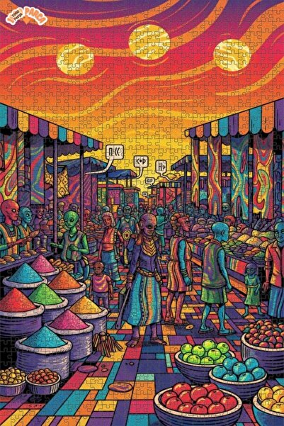 Teona Ahşap لغز خشبي مزدوج الطبقات من سايكديليك ماركت سبيس، 1000 قطعة، 70x50 سم
