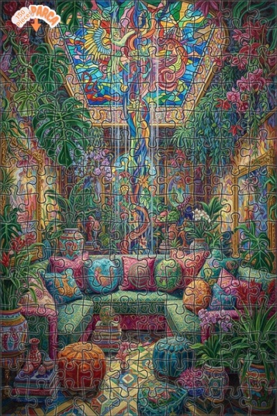 Teona Ahşap لغز خشبي مؤطر ذو طابقين بمظهر لوحة زيتية لكوخ الغابة السحرية 150 ...