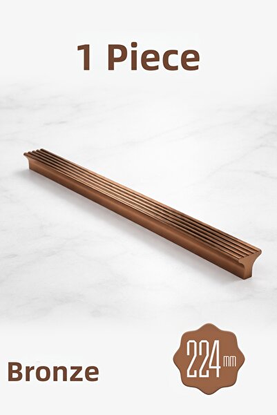 Badem10 Mâner de sertar din bronz cu dungi Foça, 224 mm, mâner modern din met...