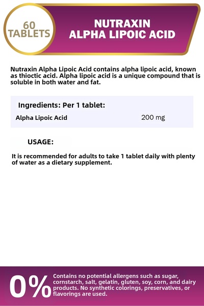 Nutraxin Alpha Lipoic Acid 200 Mg - 60 Tablets