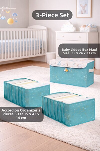 PONÇİK BEBEK Set of 3 Clothes Toy Closet Organizer Maxi Box Drawer Accordion ...