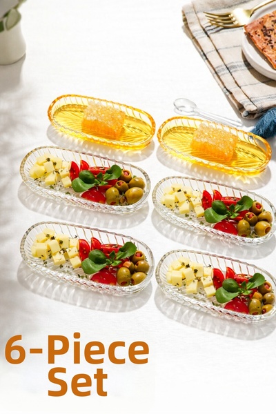 clasavm 6 Kayak Plates | Glass Snack Bowl Set of 6 - Presentation Bowl - Sa...