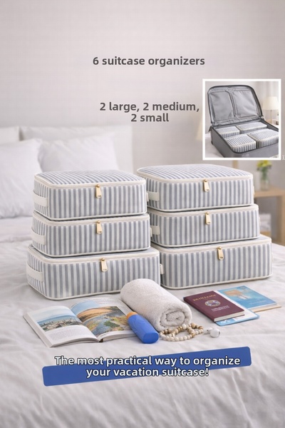 Spartek home textile 6 Piece Striped 1St Quality - Travel Suitcase Organizer ...