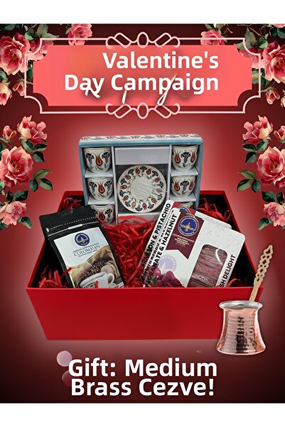 AiroBazar Copper coffee pot gift cup set, valentine's day gift box |   Turkis...