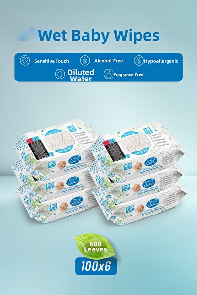 Papilion منشفة أطفال مبللة غير معطرة وغير مسببة للحساسية، سميكة للغاية 6×100 ...