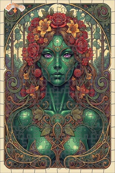 Teona Ahşap لوحة فنية خشبية مؤطرة على شكل حورية الغابة الخضراء، مكونة من 150 ...