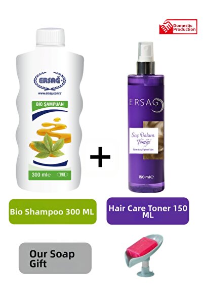 Ersağ Ersag Bio Shampoo 300 ml and Hair Care Tonic 150 ml - Our Soap Dispense...