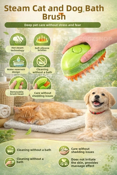 CNGZSHOP Steam Cat and Dog Washing Brush |   Soft Silicone Relaxing Hair Remo...