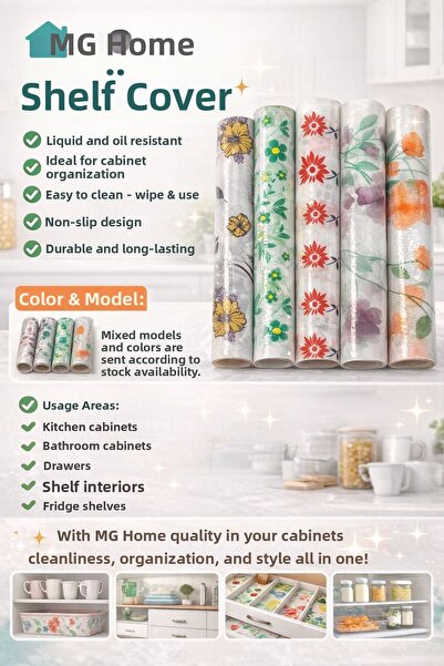 MG HOME Capac pentru rafturi cu model de 200 cm x 45 cm - Organizator multifu...