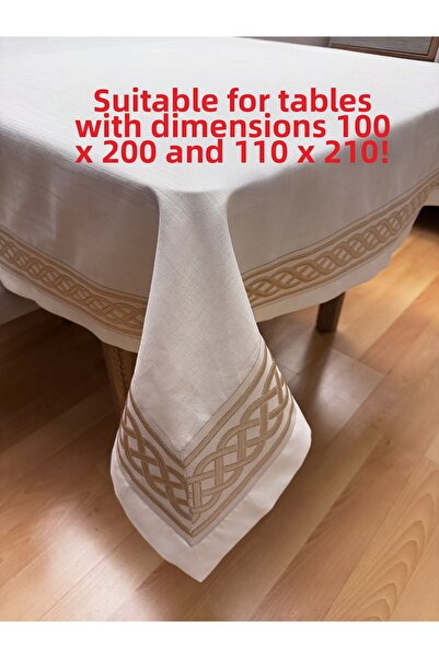 Valerium غطاء طاولة صالون بتصميم خاص مع تفاصيل حدودية 150 × 260