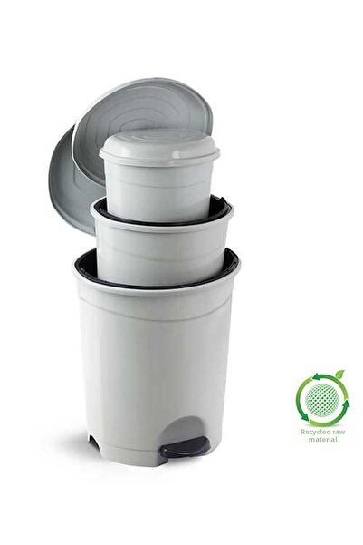 Mons Planet 3 Boy Pedal Trash Can Set 6 Lt + 12 Lt + 22 Lt Pedal Trash Can Se...