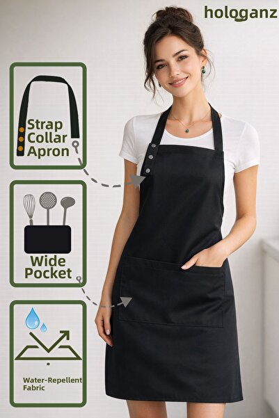 Hulganz Kitchen Apron Stain Resistant Water Repellent Fabric Snap Fastener Ne...