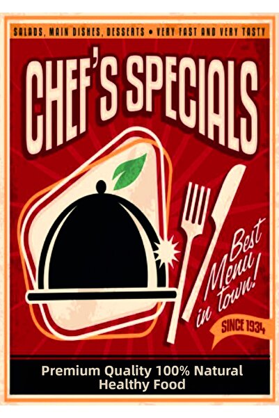 Lucena Retro Chef's Choice Decor de perete din lemn MDF, decor de perete în s...