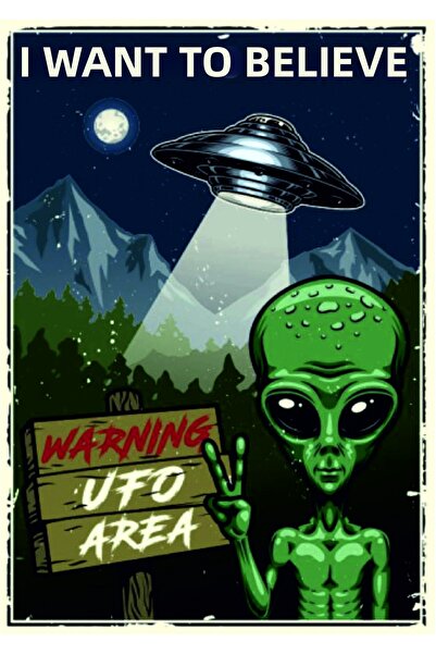 Lucena Vreau să cred Alien UFO Tablou decorativ din lemn MDF pentru perete Pi...