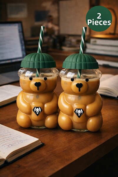 Mim Life كوب زجاجي بيرستا مع مصاصة، 2 قطعة