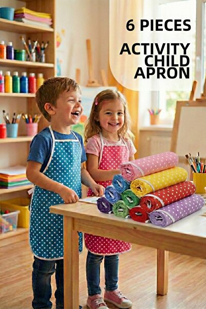 Morlay 6 قطع مريلة أطفال متنوعة - مريلة رسم لنشاط رياض الأطفال مع إسفنجة مقاو...