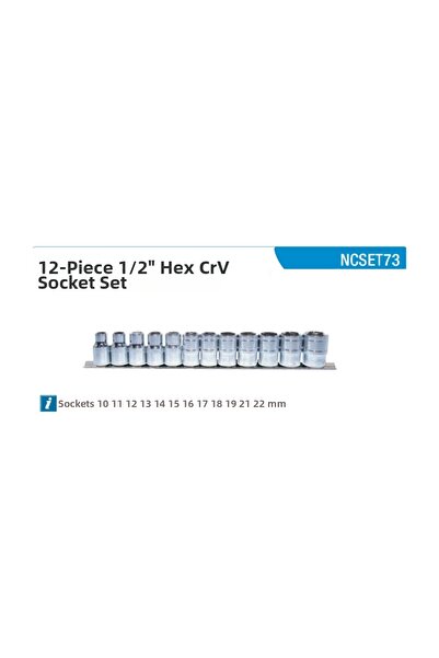 Nt Tools Set de 12 piese pentru priză cu șase colțuri 1/2 NCSET73