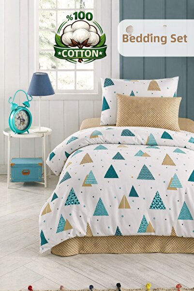 Cottonest Triangle Polka Dot White Single Duvet Cover Set
