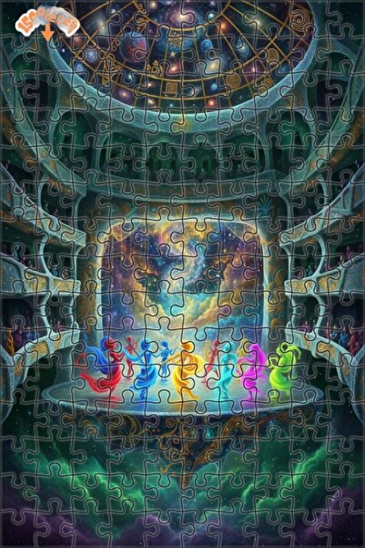 Teona Ahşap راقصون ملونون على المسرح السماوي، لوحة زيتية تبدو فنية، 150 قطعة،...