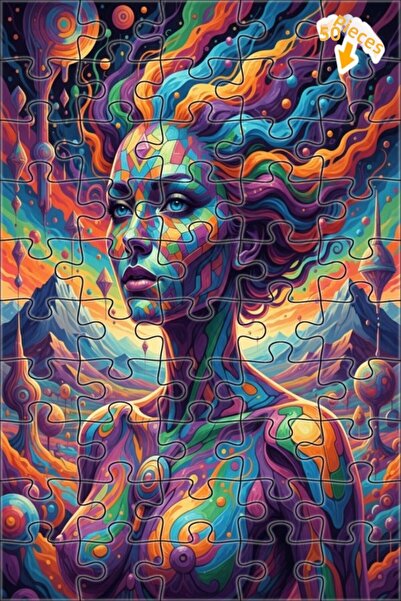 Teona Ahşap لوحة زيتية ملونة لصورة امرأة بأسلوب تجريدي، ألغاز خشبية مؤطرة بطب...