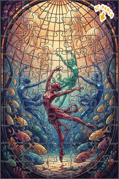 Teona Ahşap لغز خشبي مؤطر ذو طبقتين بتصميم راقصات الباليه وحيوانات البحر على ...