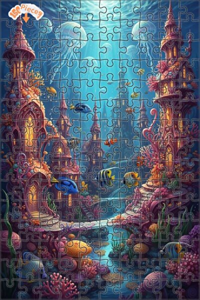 Teona Ahşap لغز خشبي بإطار مزدوج الطبقات بمظهر لوحة زيتية لمدينة تحت البحرية ...