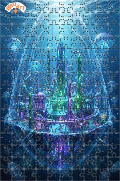 Teona Ahşap Magic Mermaid City Oil Painting Look Double-Decker Framed Wooden ...