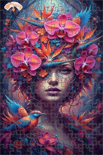 Teona Ahşap Diamond-Eyed Orchid Fairy Double Layer Framed Wooden Puzzle 150 P...