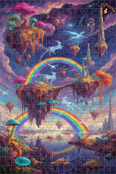 Teona Ahşap لغز خشبي ذو طبقتين من ماجيك سكاي كولور كيوبس، 400 قطعة، 35x35 سم