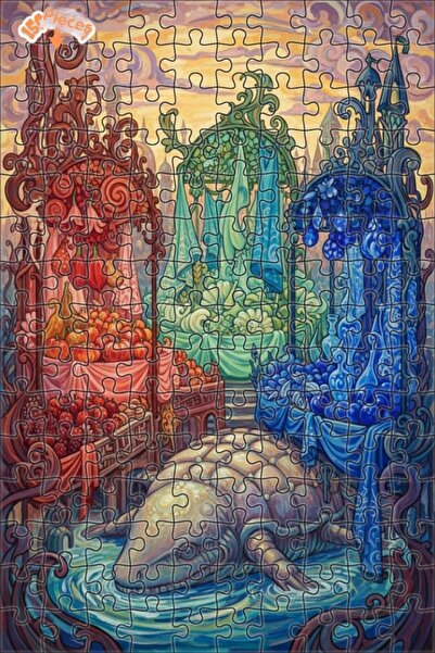 Teona Ahşap لغز خشبي فني رائع لمشهد سوق مخلوقات البحر، مرسوم بالزيت، 150 قطعة...