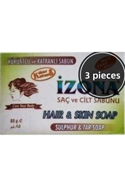 İZONA Hair and Skin Soap 3 Pieces (with Sulfur and Tar)