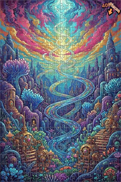 Teona Ahşap لوحة زيتية لمنظر مدينة الأحلام السايكيديلية 400 قطعة 35x35