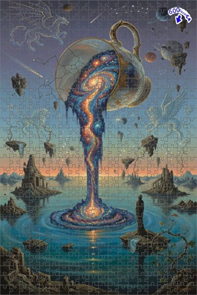 Teona Ahşap لغز خشبي مؤطر بطبقتين بتصميم لوحة زيتية لتدفق الكون 600 قطعة 50x35