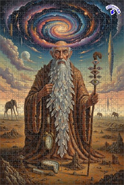 Teona Ahşap لغز خشبي بتصميم رسم زيتي لرحلة الرجل الحكيم المسن في الفضاء، 600 ...