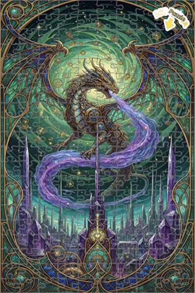 Teona Ahşap لغز خشبي مؤطر من طبقتين من ميستيك دراجون جالاكسي آرت، 200 قطعة، 2...