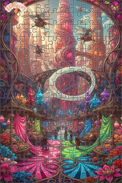 Teona Ahşap Fantastic City Market Watercolor Look 150 Pieces 20X30